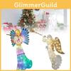 Adorno para la punta del árbol de Navidad con forma de ángel y estrella iluminada para festividades navideñas
