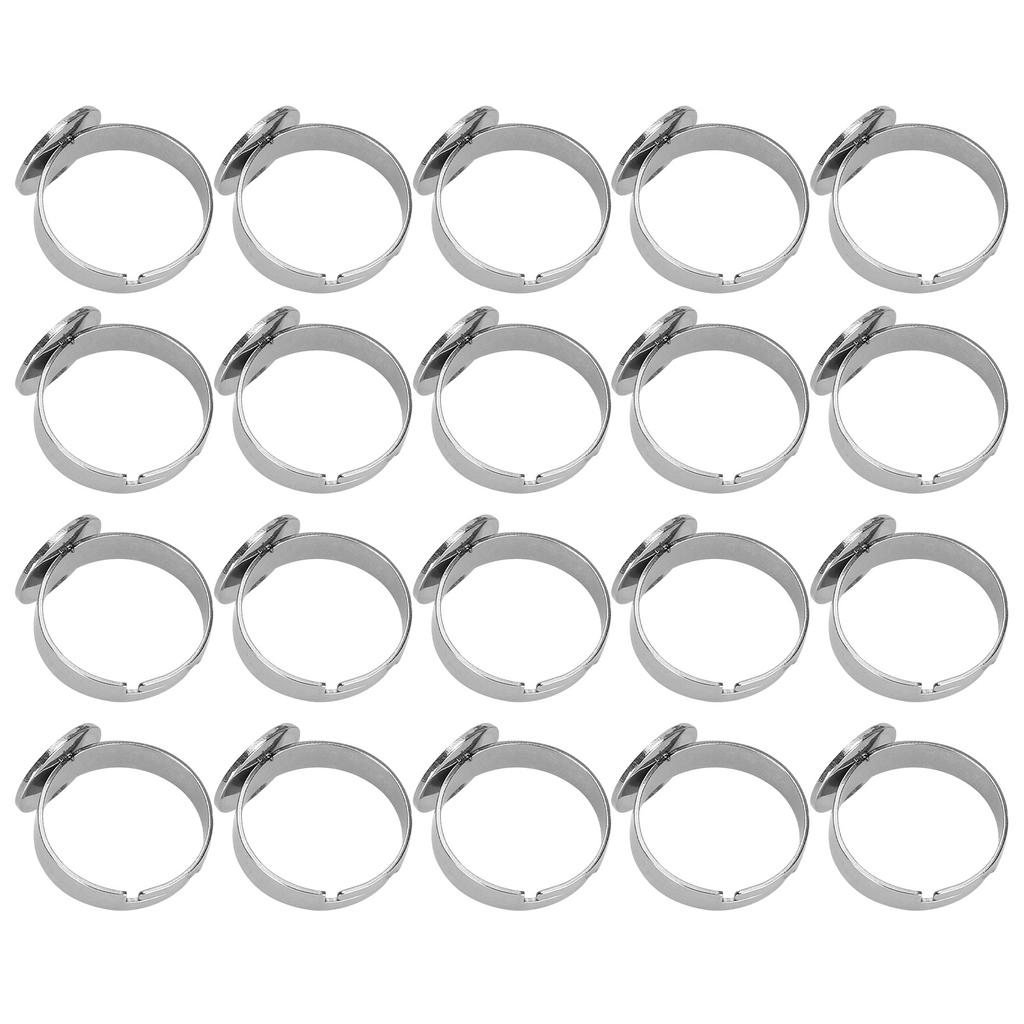 20Pcs Flat Ring Base Adjustable Stainless Steel SemiFinished DIY Jewelry Accessories 12mm