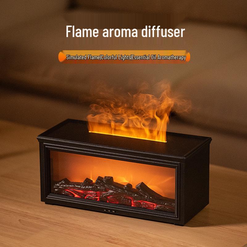 3D Fireplace Flame Aroma Diffuser & Humidifier with Remote Control and Colorful Ambient Light