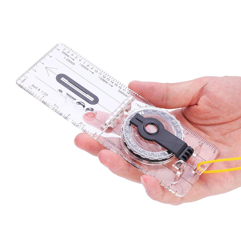 Outdoor Lightweight Plastic Map Transparent Ruler Mapping Compass Tool Accessory