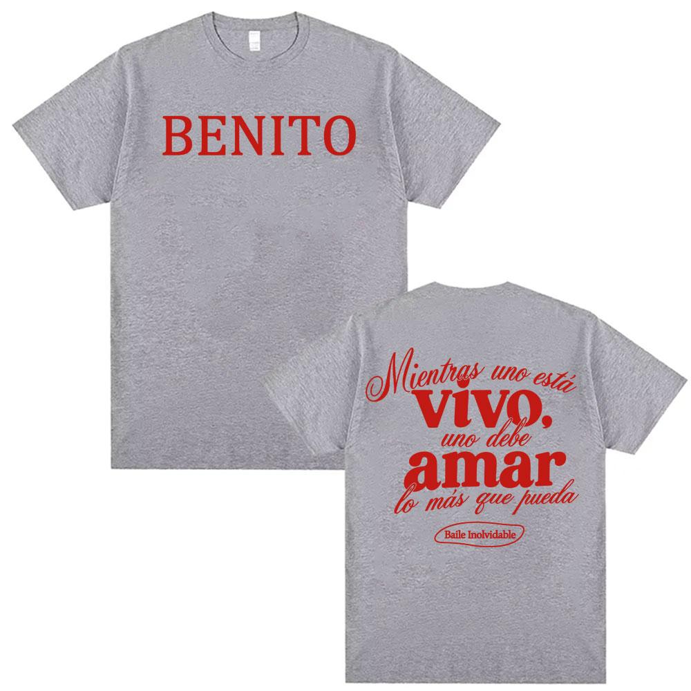 Bad Bunny Baile Inolvidable Letters Print Tshirt Unisex Women Fashion Hip Hop Vintage T Shirts Cotton Casual Short Sleeve Tshirts