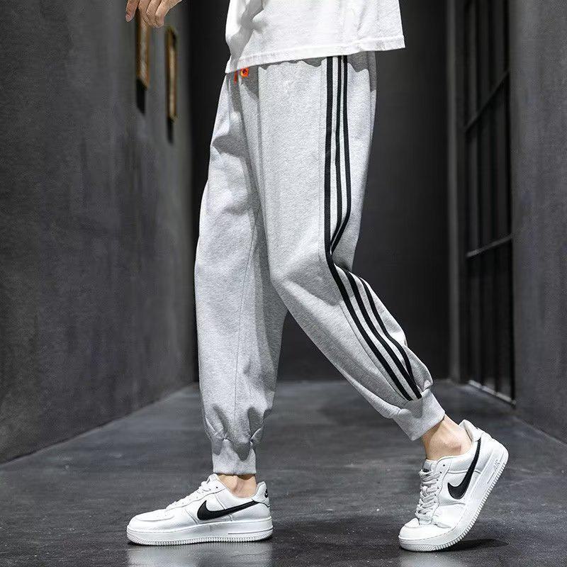 Pantaloni Sportivi Casual da Uomo a Tre Strisce Primavera/Estate: Vestibilità comoda, Gamba dritta, Alla moda, Versatile, Taglia grande.