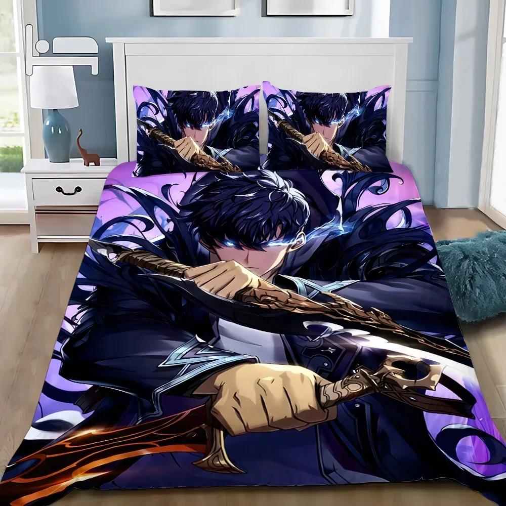 Anime Solo Leveling Duvet Cover Pillowcase Bedding Set Adult Boy Girl Bedroom Decoration Children Gift Single Double Large Size