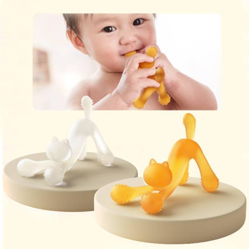 Cute Cat Teething Toy For Babies Made Of Safe Silicone Material