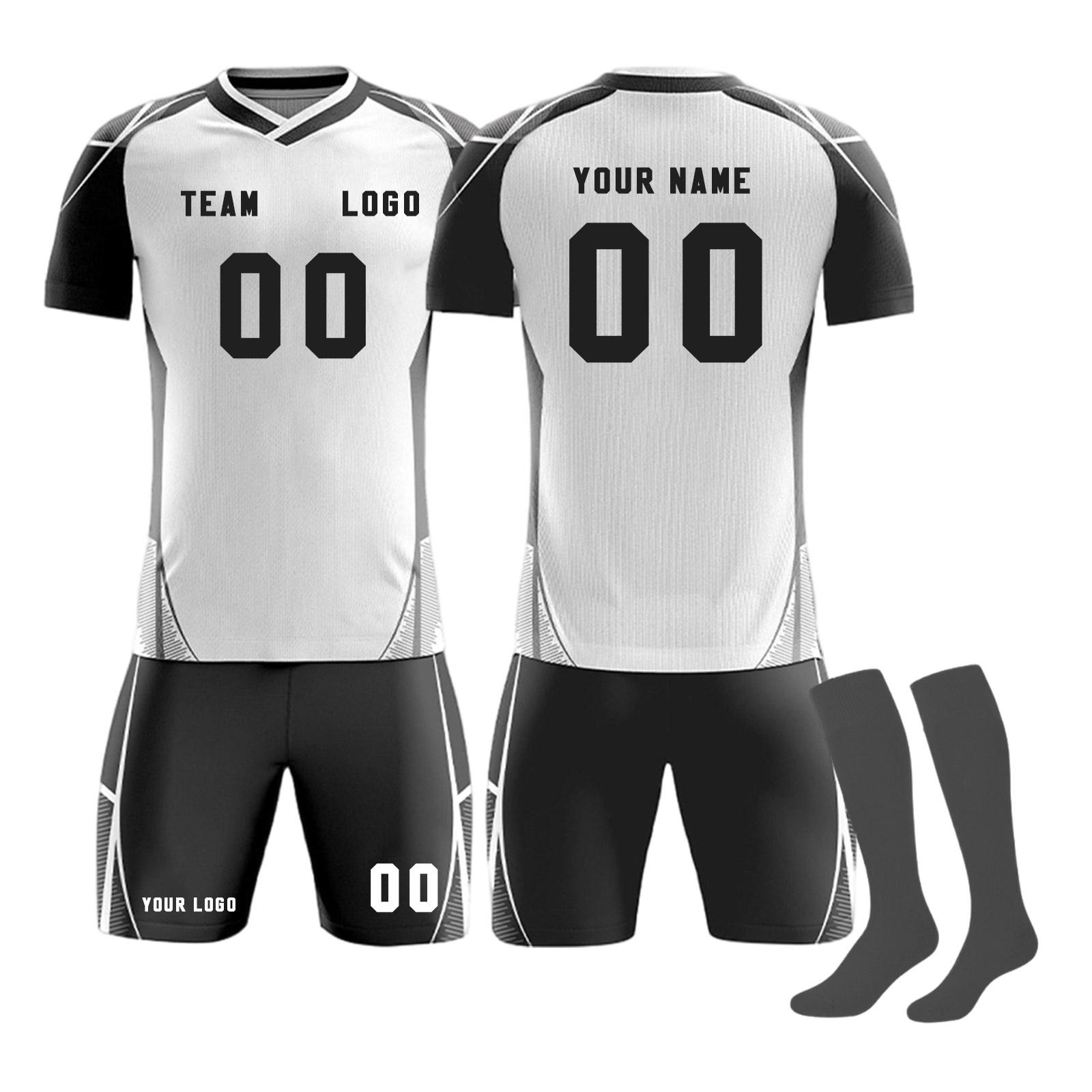 

Short Sleeve Soccer Uniform Set with Shorts and Long Socks Lightweight Breathable Athletic Team Sportswear for Training and Matches XS білий