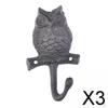 3x Animal Owl Hook Wall Mount Hanger Coat And Hat Organizer Easy To Install Multiuse Key Holder Door