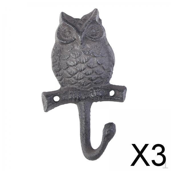 

3x Крючок Сова Животное Настенный Вешалка Органайзер для Пальто и Шляп Легко Устанавливается Многофункциональный Держатель для Ключей Дверь