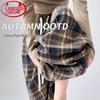 Langsha Women's Vintage Plaid High-Waisted Wide-Leg Trousers