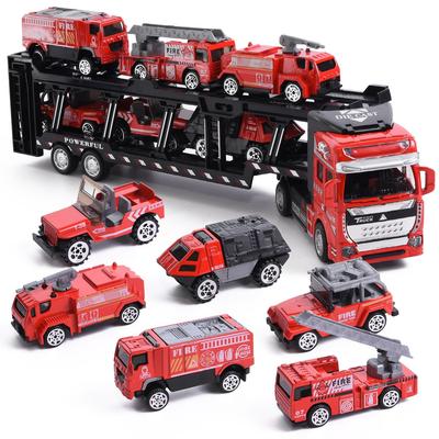 By a Preschool Fire Truck Toy Car Carrier Kids Will Love Includes 6 Mini [Supervised Teacher] Trailer, "Car-loving This! Cars."