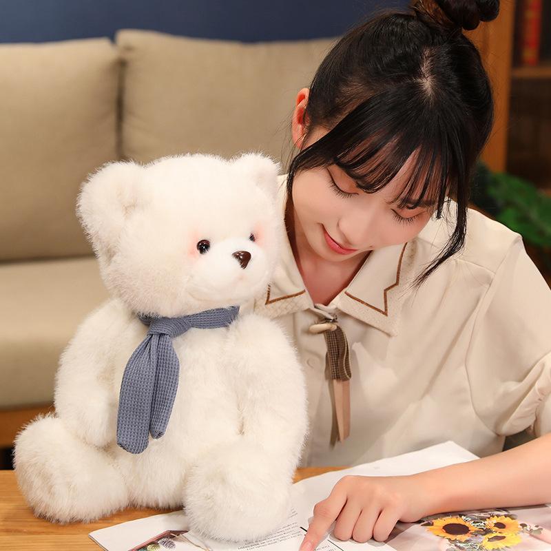 Soft Cute Scarf Teddy Bear Plush Doll Hairy Bear Rag Doll Girl Bed Pillow Doll Gift