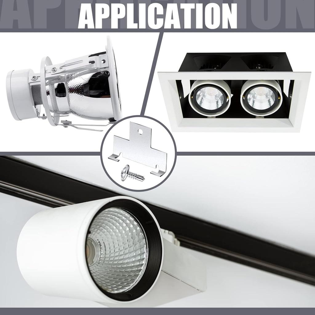 Dunzy 40 Pcs Recessed Light Clips Downlight Housing C Clips Retrofit for Downlight with Self Tapping Screws Metal for Retrofit Down Light, Silver