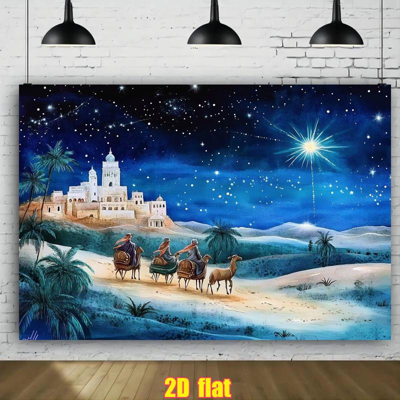 1pc, 2D flat, backdrop for the Three Wise Men s Journey to Bethlehem under the Stars, suitable for birthdays and Christmas. wsj 47.2x31.5inch/120*80cm