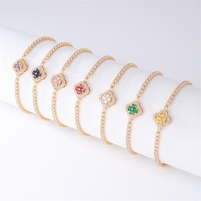 Zircon Four Leaf Grass Bracelet for Women, Sweet and High Grade, Unique Bracelet Instagram, Versatile Handicraft