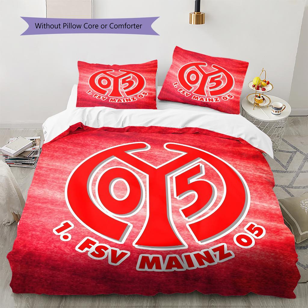FSV Mainz 05 Μοτίβο Κλινοσκεπάσματα Διακόσμηση Σπιτιού Δώρο Γενεθλίων (1 * παπλωματοθήκη + 2 * μαξιλαροθήκη, χωρίς πυρήνα)