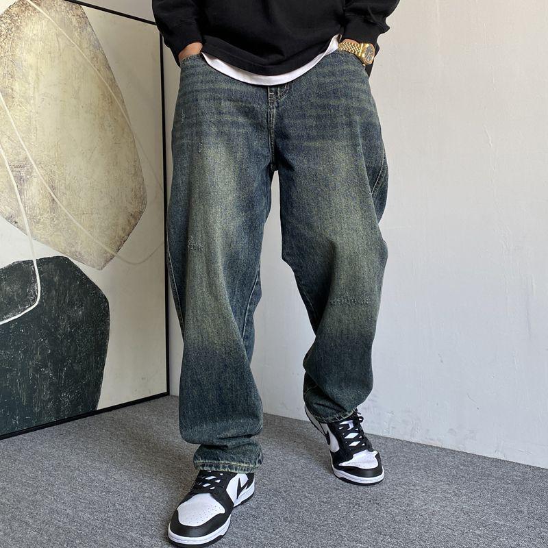 

Men s Casual Retro Punk Harem Jeans - Loose Fit, Wide Leg, Drawstring Design L (120-150 lbs)