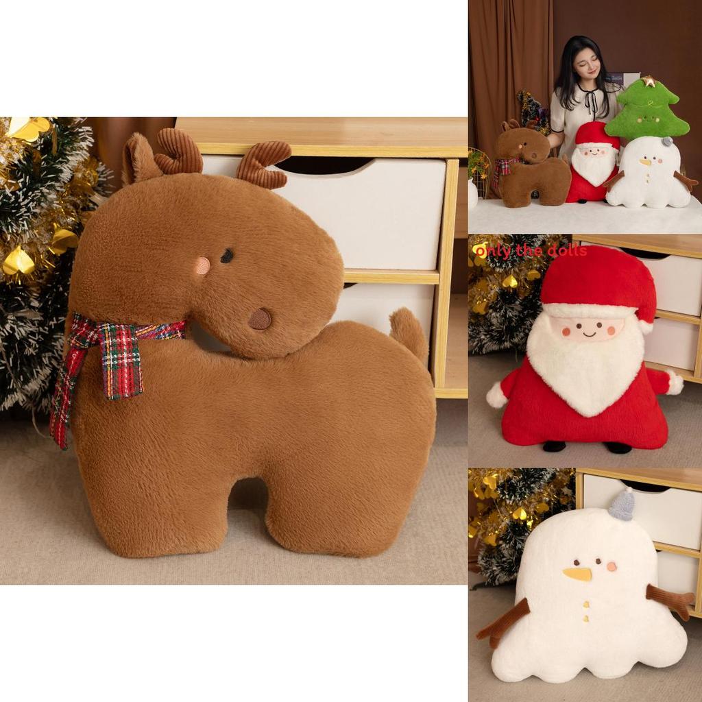 Christmas Plush Pillow With Snowman Reindeer Christmas Tree For Holiday Home Decor