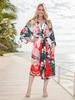 2025 Rayon Beach Cover-up Cardigan with Chinese Crane Print