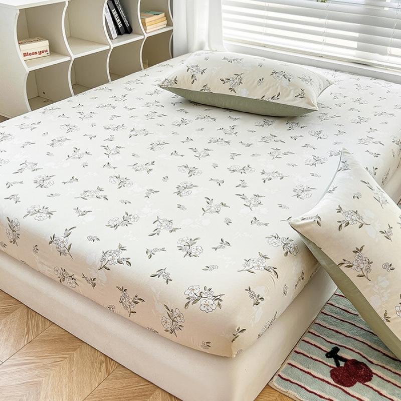 machine washable fitted sheet non-slip all-inclusive mattress protective cover student fitted sheet 3-piece set 120x200cm 3pcs