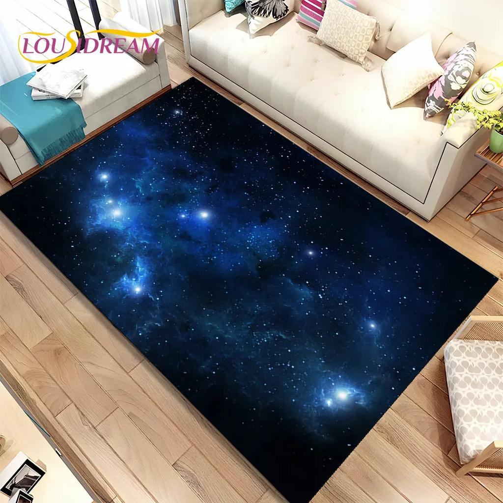 Galaxy Universe Space Stars Area Rug,Carpet Rug for Home Living Room Bedroom Sofa Doormat Decor,Kids play Non-slip Floor Mat HD