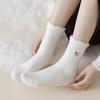 Cute Animal Cartoon Mink Fleece Socks White Middle Socks Thick Warm Home Floor Socks Girly  Versatile Accessory Sock Gift