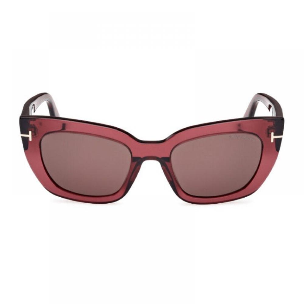 Tom Ford Sunglasses Cat Eye Full Rim  Shiny Bordeaux Frame And Brown Lens Ft119069e Brown