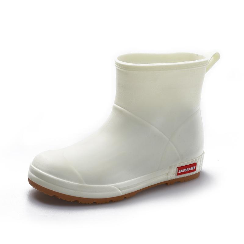 

Модные резиновые сапоги для мужчин, полусапожки, зимние водонепроницаемые теплые рабочие ботинки, нескользящая резиновая обувь на платформе, мужские кухонные галоши 44 бежевый