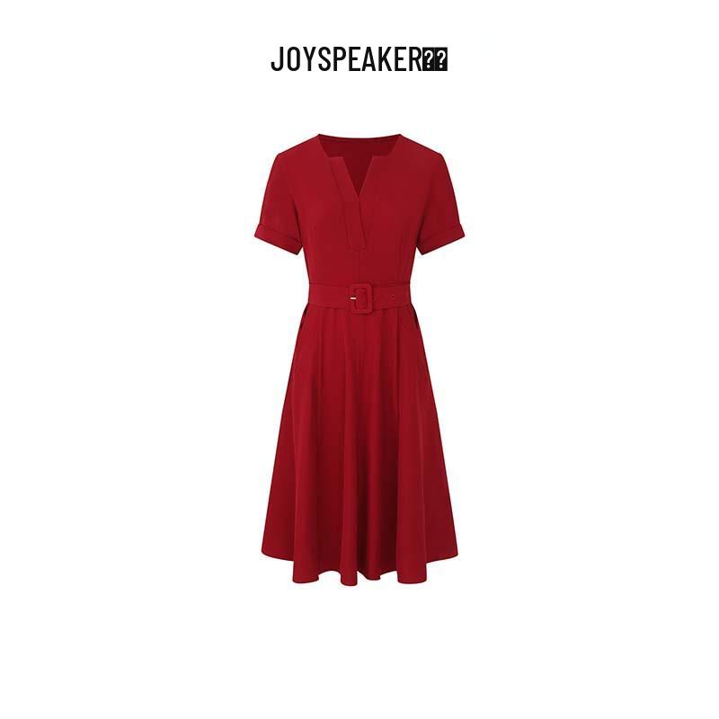 

JOY SPEAKER Women s Summer Fashion Belted Mid-length Shirt Dress M