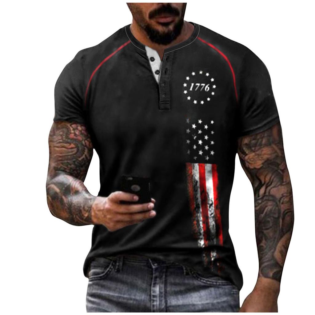 Men's Summer Printed Short Sleeve Tops Men's Casual Fashion Short Sleeve Shirts