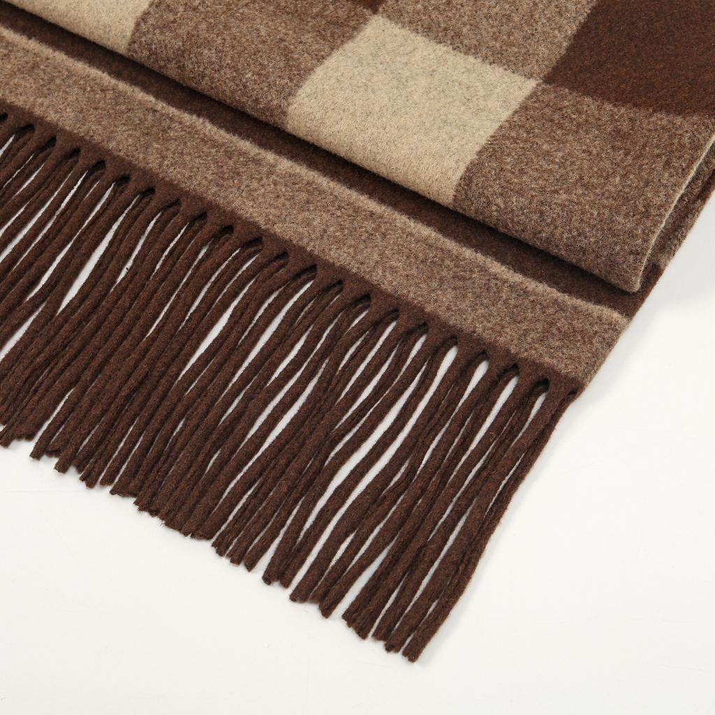 Thick Tassel Plaid Shawl Women's Winter Warm Scarf Wrap Bohemian Style Knitted Pashmina For Cold Weather Fashion Accessory