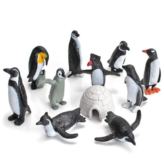 11Pcs/Set Animal Model Realistic Cognitive Education PVC Great Penguin Simulation Animal Model Birthday Gift