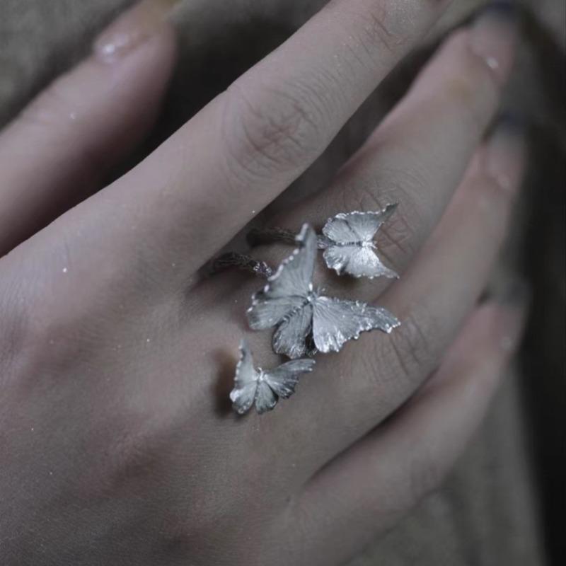 925 Sterling Silver Retro Plain Silver Ring for Women Does Not Fade, Light Luxury, High-end Sense, Versatile Opening Fashion Personality Ring