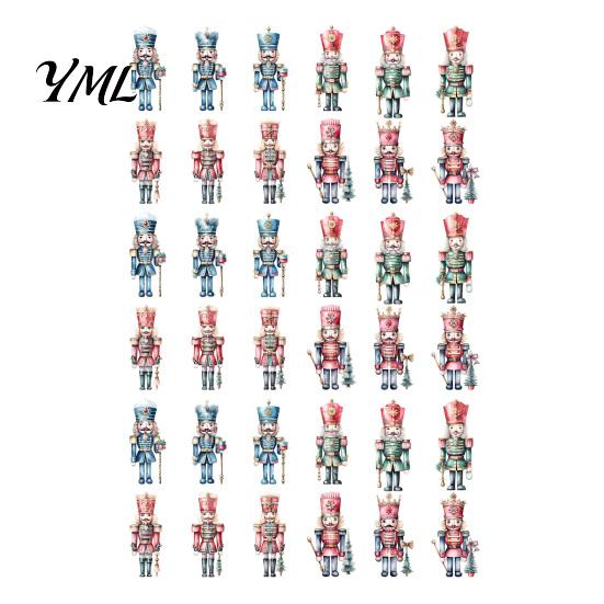 Christmas Fireplace Ornament 12/24/36Pcs Nutcracker Wooden Ornaments, Watercolor Soldier Hanging Decoration Decorative Set for Tree, Holiday