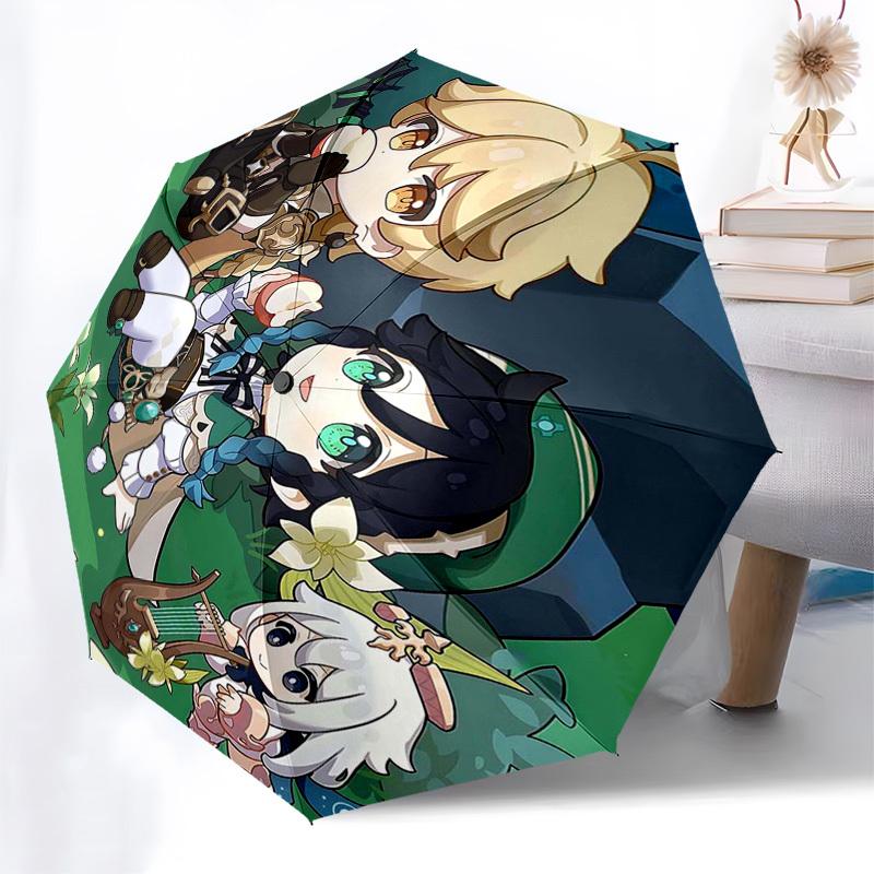 1pc Outdoor Umbrella with Cute Anime Characters - Automatic Opening/Closing, Portable 3-Fold Design, 8-Rib Iron Frame - Perfect Gift for Fans, Tr