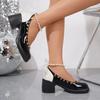 Fashion Ladies Shoes 2025 New Classics Elegant Women's High Heels String Bead Buckle Strap Bow Tie Rivet Chunky Heel Dress Office Pumps