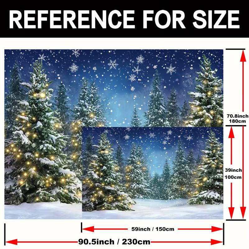 

2D Christmas Night Sky Backdrop Snow Pine Tree Photo Studio Background 47.2x31.5inch/120*80cm