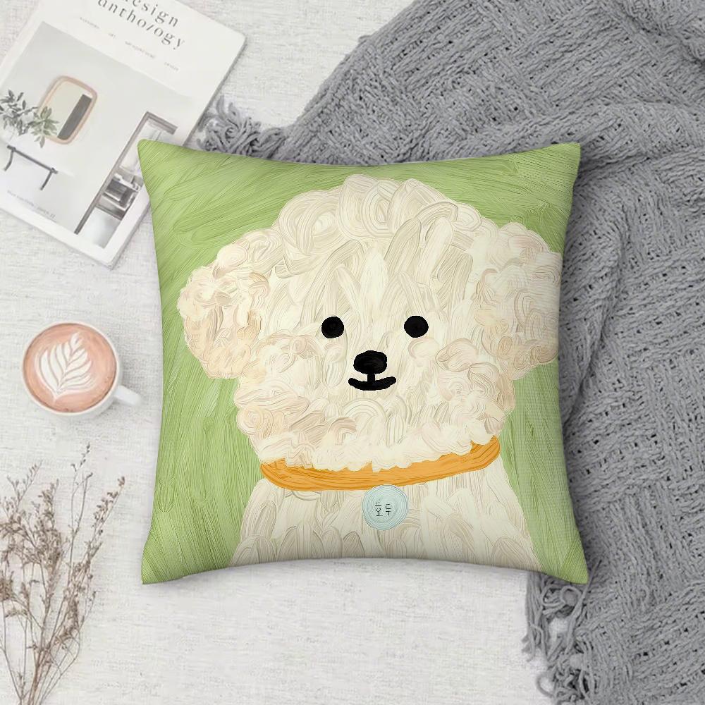Dog Cute Sherry Small Puppy Pillow Case Square Double-Sided Printing Sofa Cushion Cover Pillowcase Bedroom Bedside