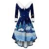 Women's Fashionable Casual Fitted Christmas Print Party Long-Sleeved Dress