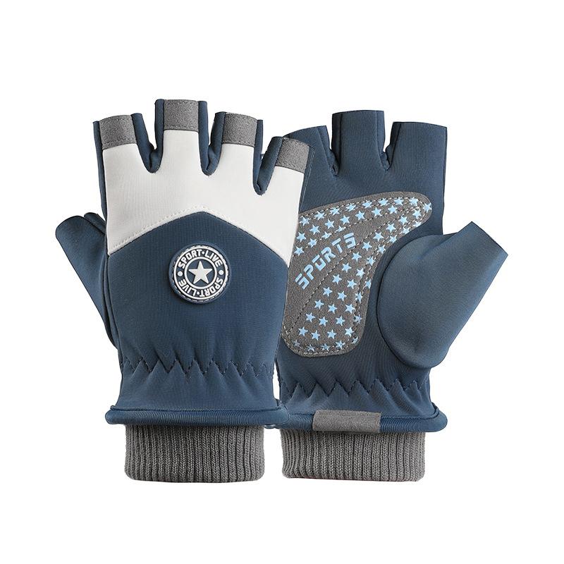 

Ski Children s Half finger Gloves Outdoor Winter Cycling Children Playing with Snow Thickened Velvet Waterproof and Non Slip Warm Gloves L
