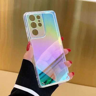 Funda de Teléfono con Gradiente Láser para Samsung Galaxy S25 S24 S23 S22 S21 S20 Note 20 Ultra Plus S24FE S23FE Funda Blanda de TPU Resistente a Golpes