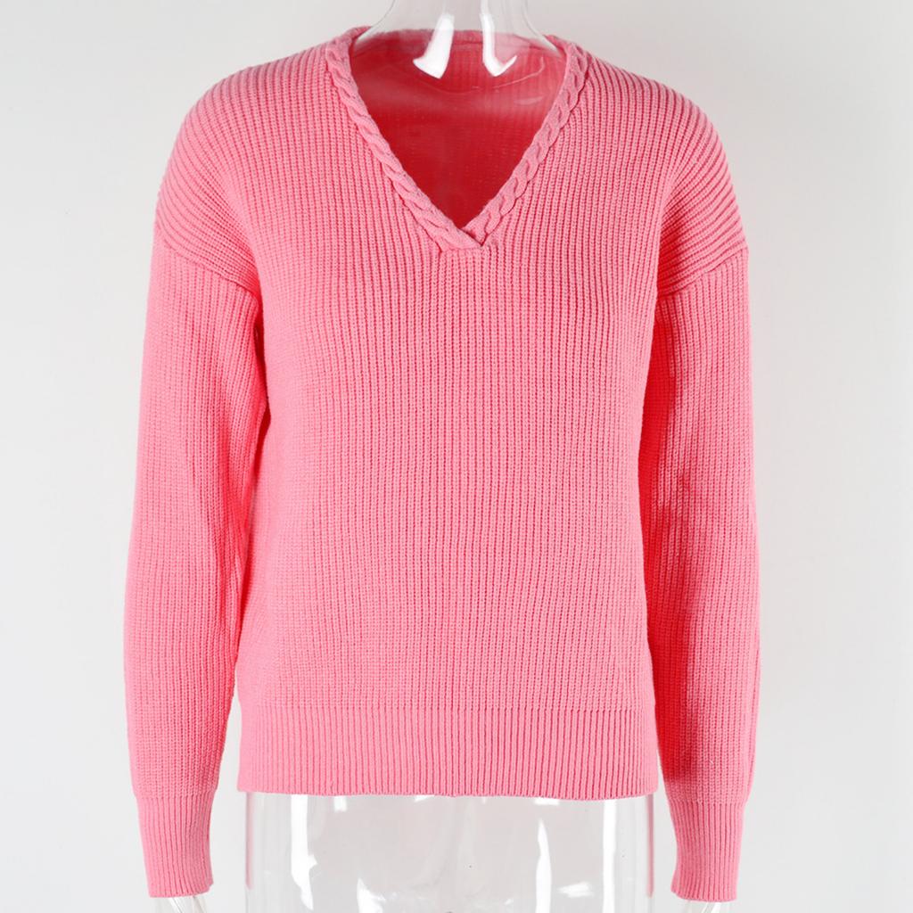 2023 Autumn/Winter Women's V-neck Twist Slim-fit Sweater Pullover Sweater