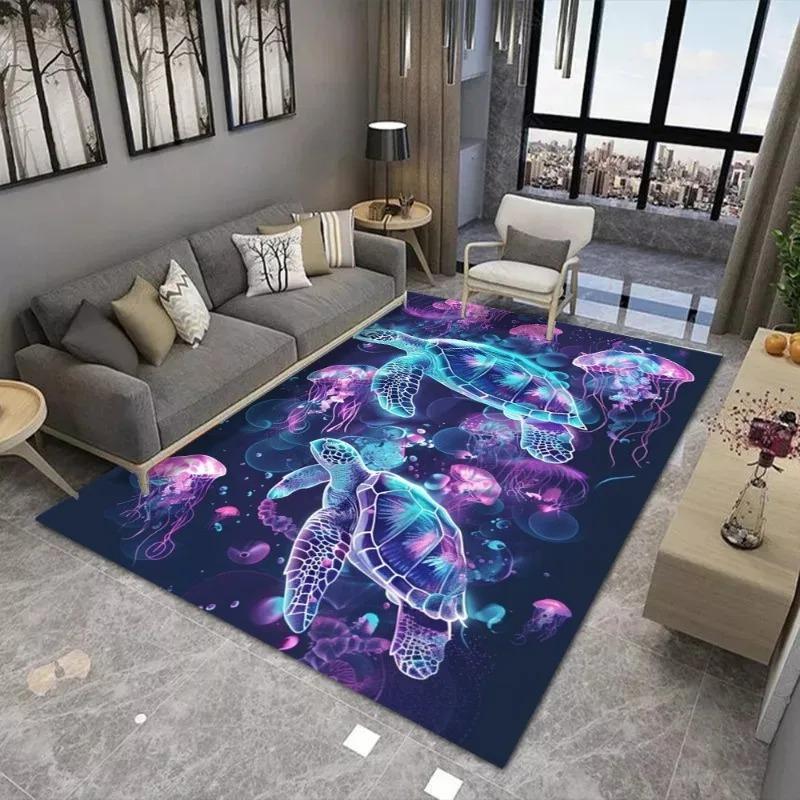 Verträumter Schildkröten-Druck Großer Teppich Rutschfest und Verschleißfest Verwendet in Wohnzimmern Matte Schlafzimmern und Anderen Szenen Weicher Teppich