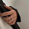 Fashion Punk Chain Double Ring Set Women Hip Hop Open Ring Metal  Color Vintage Tassel Chain Geometric Party Jewlery Gifts
