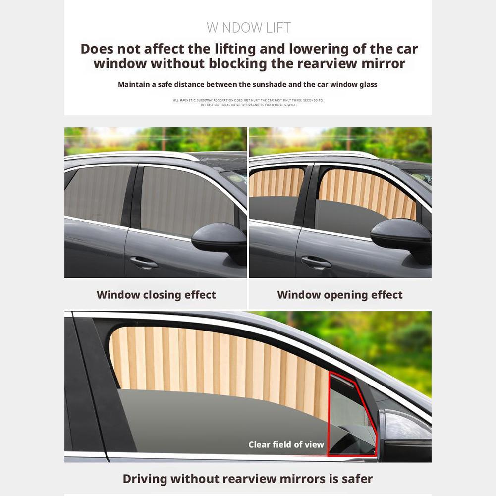2pcs Magnetic Car Sunshade Cover Summer UV Protection Side Rear Window Curtain Black Mesh Sun Shade Cover Auto Car Accessories