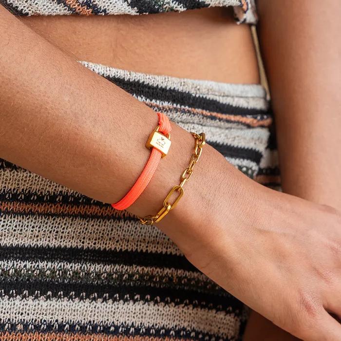 (Women's) Billie Bracelet - Neon Pink x Gold