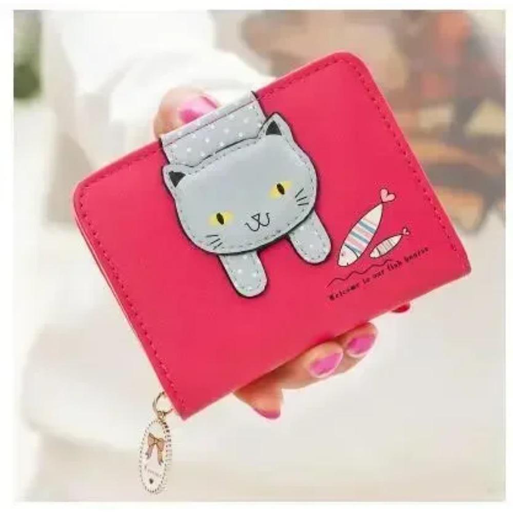 Damen Niedliche Katze Geldbörse Klein Reißverschluss Mädchen Geldbörse Pu Leder Damen Münzfach Weibliche Kartenhalter Geldbörse Billetera