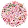 50 Creative Pink Floral PET Transparent Stickers for Bottles, Phone Cases, and Laptops