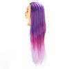 Mannequin Head Purple Pink Gradient Color Hairdresser Head with Hair for Hairdressing Practice