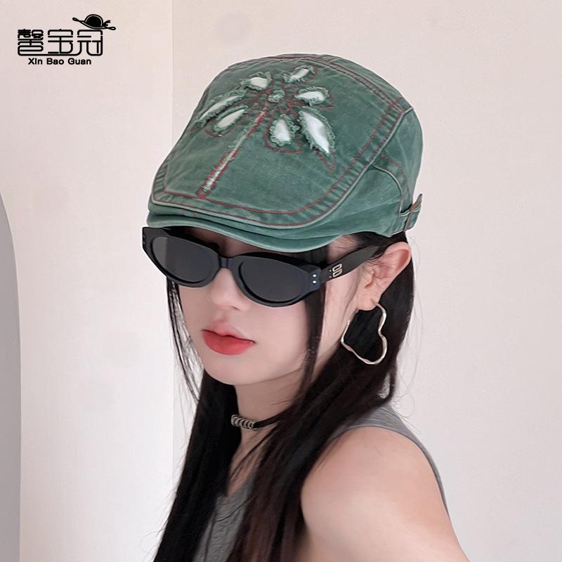 Spring and summer literary painter beret British retro cowboy forward hat fashion hole show face little peaked hat children