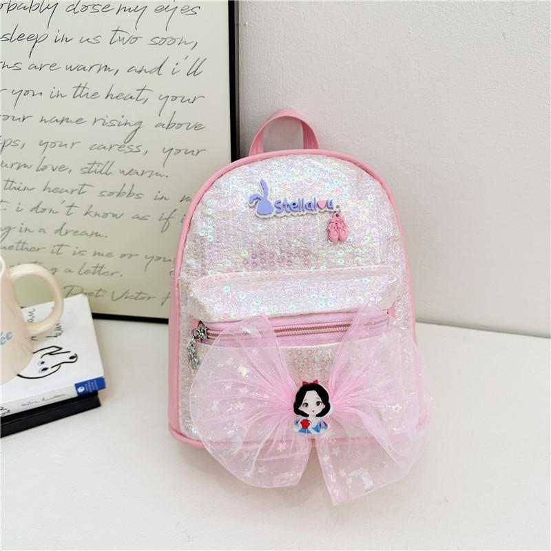 Cute Bowknot Children's Backpack Soft Adorable Girl's Pu Leather Princess Bag For Kindergarten