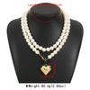 Women European Sweet Ins Style Ribbon Bow Love Pearl Necklace For Women Minimalist Design Layered Clavicle Necklace